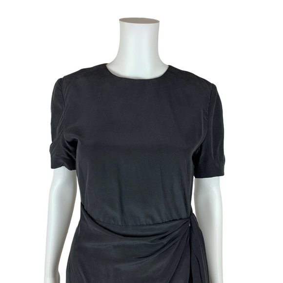 Vintage 1990s Black Silk Dress Wrap Style Timeless Ann Taylor | W 27" - Picture 4 of 11